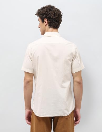 U.S.Polo Association Men's Regular Fit Seersucker Shirt (USSHT3336H_Ivory_46)