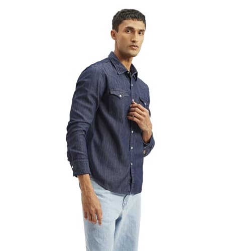 Levi's Men's Solid Slim Fit Shirt Blue