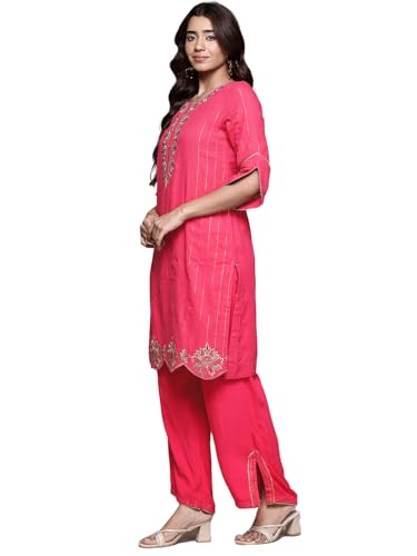 Aarke Ritu Kumar Pink Narmeen Solid Embroidered Kurta with Pant