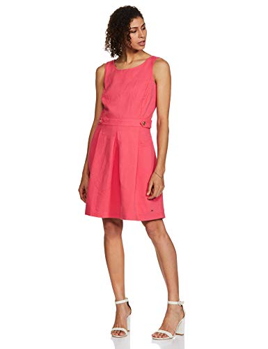 Tommy Hilfiger Women's Cotton a-line Knee-Long Dress (S7CWV016XS_Scrunchie Pink_X-Small)