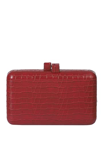 Satya Paul Maroon Pu Leather Clutch for Women