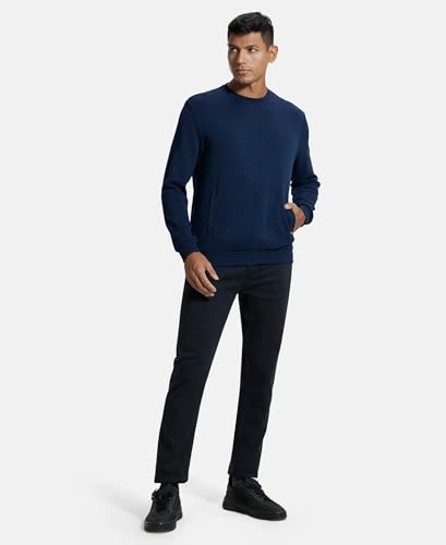 Jockey Men's Cotton Round Neck Sweat Shirt IM11_Navy_L