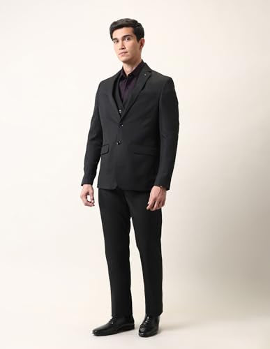 Arrow Men's Polyester Business Suit Pants Set (ARAJSU5569_Black