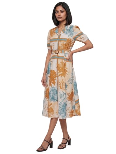 Max Women Floral Print Midi Dress(Multicolour_S)
