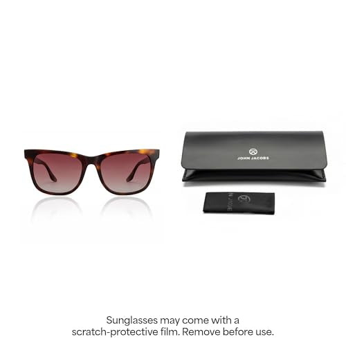 John Jacobs Full Rim Square Sunglasses | Polarized and 100% UV Protected | For Men & Women | X-Large | JJ S14668