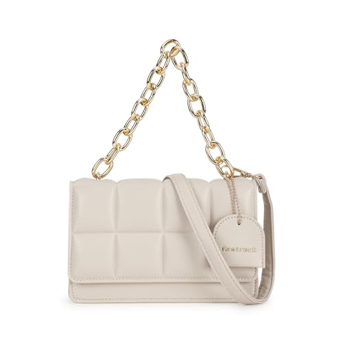 Fastrack white PuffCharm Sling | Quilted Faux-Leather Women’s Handbag | Sling with Chain Accent Handle & Magnetic Closure