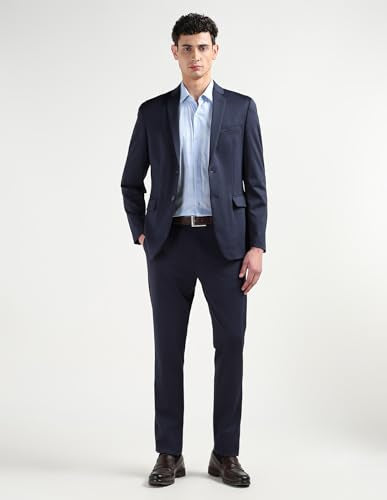 Arrow Men's Zero Calorie Slim Fit Textured Suit (ARAISU5604_Navy_38)