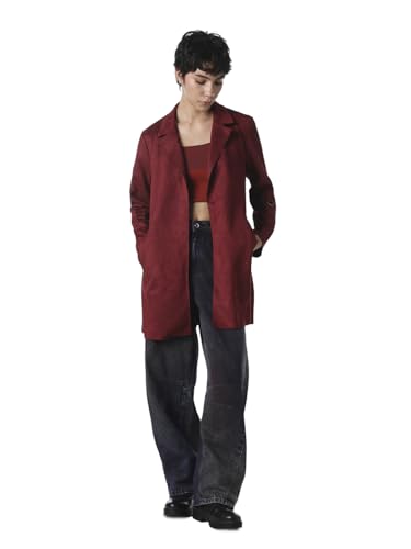 ONLY Women's Solid Regular Fit Maroon Coat