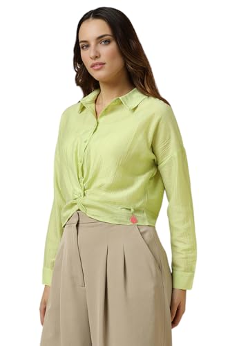Allen Solly Women Green Textured Long Sleeves Shirt