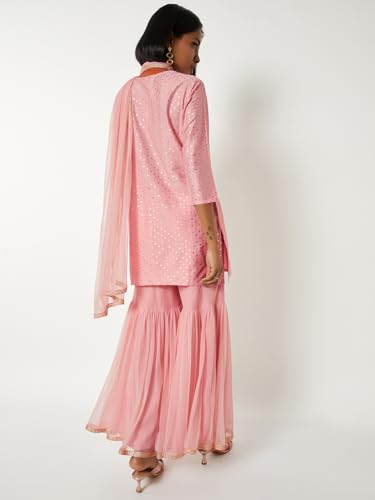 Max Women Embroidered Straight Kurta Set (Pink_XXL)