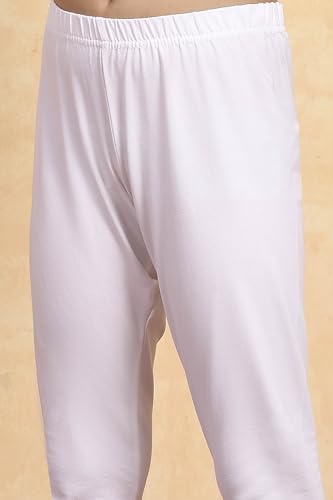 Biba Girl's White Cotton Tiered Solid Suit Set