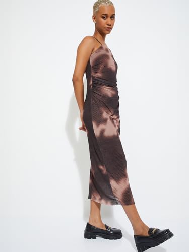 Max Alaya F x URB_N Women Floral Print Sheath Dress(Brown_S)