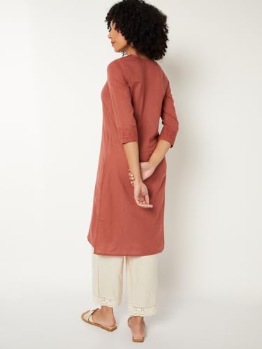 Max Women Schiffili Straight Kurta (Orange_M)