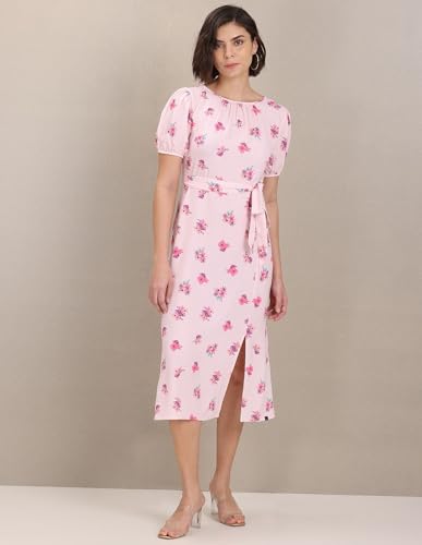 U.S. POLO ASSN. Women's Polyester Fit and Flare Knee-Length Dress (UWAW22DRS044_Pink