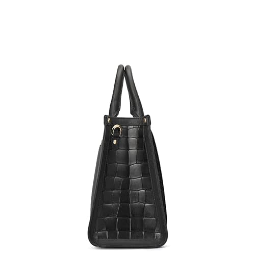 Da Milano Leather Satchel Bag for Women - Black (01742OL)