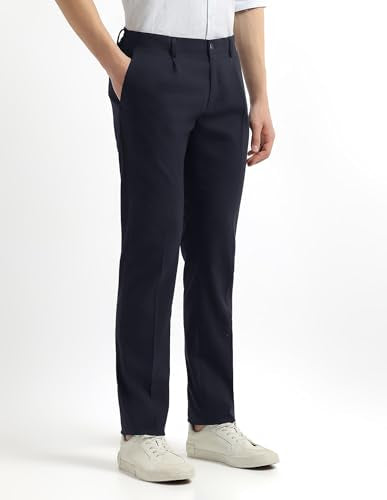 Arrow Newyork Men's Twill Pleated Front Trousers (ANAKTR2335_Navy_32)