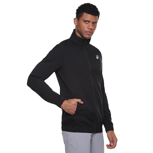 ASICS Men's Black Sleeve Print Jacket - L