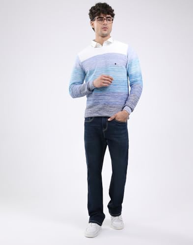 Monte Carlo Men Smart Fit Solid Round Neck Pull On Full Sleeve Winter Pullover Blue M