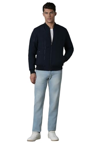 Men Casual Navy Textured Jackets