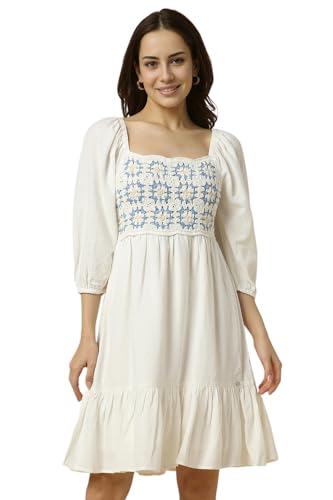 Allen Solly Women White Textured Casual Dress