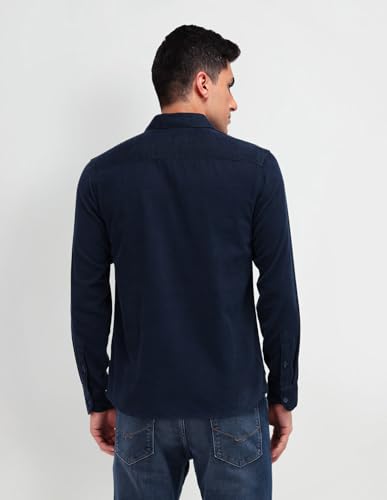 U.S. POLO ASSN. DENIM CO. Slim Fit Dobby Shirt (UDSHT1383_Navy_44)