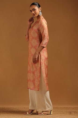 Soch Womens Onion Pink Muslin Ethnic Motifs Kurta
