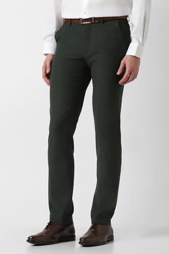 Men Green Solid Formal Trousers