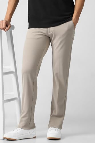 Men Beige Textured Trousers