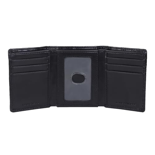 Louis Philippe Wallet for Men Tri-Fold Slim & Sleek Pattern Genuine Leather (Black) | Without Brand Box