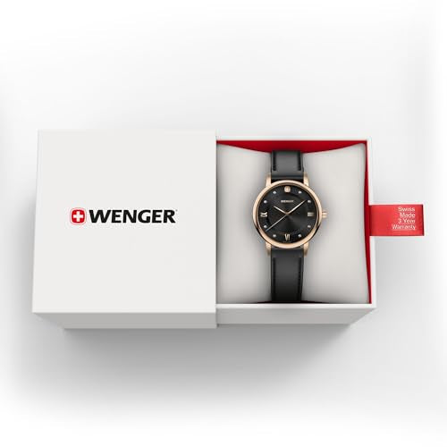 WENGER Urban Donnissima Swiss Made, 35 mm, Black Dial, Black Leather Strap, Women's Watch - 01.1721.117