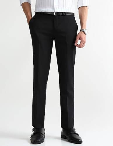 Arrow Men's Textured Dobby Trousers (ARAKTR2019_Black_32)