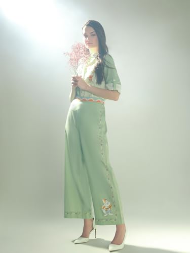 Vero Moda Women's Flared High Rise Green Pants