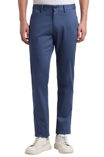 Allen Solly Men's Slim Casual Pants (ASTFQSRFO43304_Blue