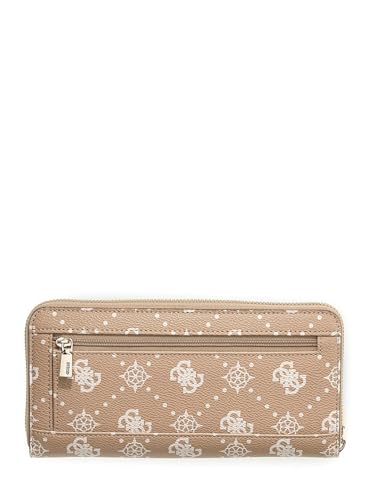 Guess Biscotti Printed Zipper Carrie Logo Large Zip Around Wallet