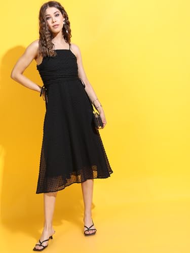 Tokyo Talkies Women Square Neck Sleeveless Midi Dress TTJ6007133 Black S