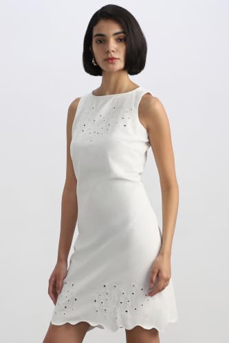Women White Embroidered Casual Dress