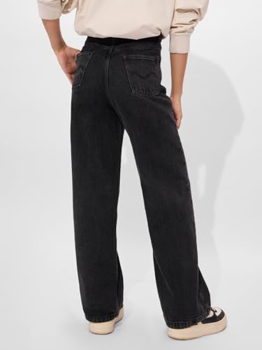 The Souled Store Solids: Charcoal Women and Girls Buttoned Cotton Straight Fit Jeans