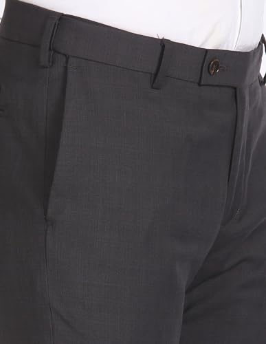 Arrow Solid Dobby Formal Trousers Dark Brown