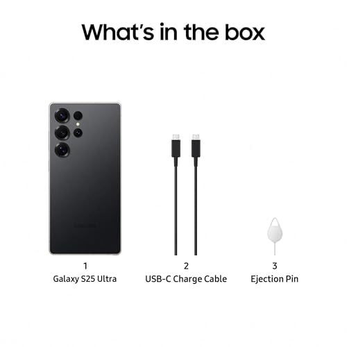 Samsung Galaxy S25 Ultra 5G AI Smartphone (Titanium Black, 12GB RAM, 512GB Storage), 200MP Camera, S Pen Included, Long Battery Life