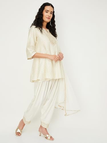 Max Women's Georgette Kurta Set (EXST44045_Off White_XL