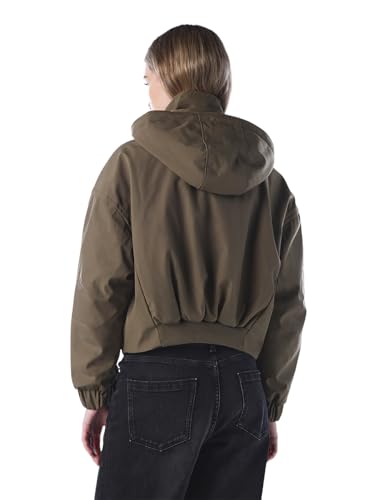 ONLY Women's Solid Regular Fit Olive Jacket