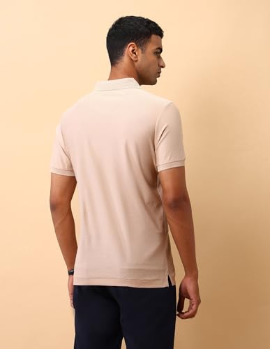 U.S.Polo Association Men's Textured Pure Cotton Polo Shirt Beige