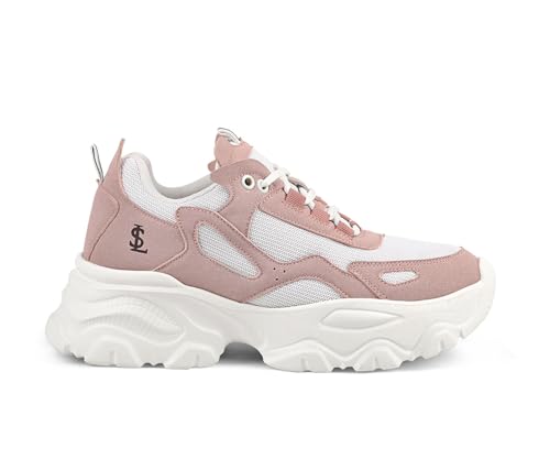 LOUIS STITCH Women’s Sneakers Pink| Comfortable Lightweight Walking Shoes | Stylish Casual Lace-Up Trainers for Daily Wea| LSLD-SNK-01-PK | (UK-3)