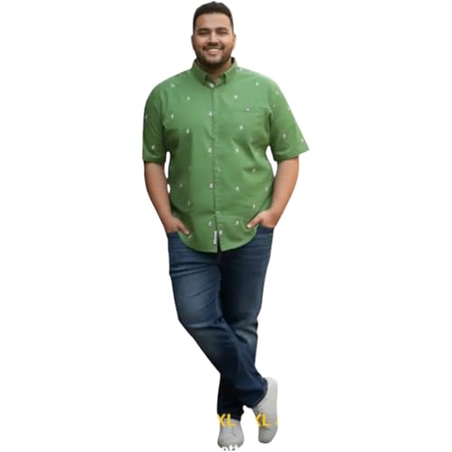 ADAMS BRIDGE Mens Plus Size Cotton Blend Casual Shirt | Regular Fit | Full Sleeve Solid Shirt for Men | Comfortable and Breathable (DarkGreen-8XL)