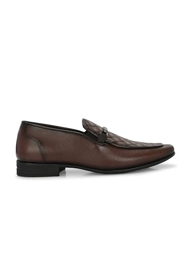 HITZ Men's Brown Leather Slip-On Shoes - UK 6