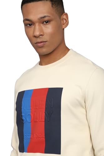 Allen Solly Men Cream Crew Neck Full Sleeves Casual Sweatshirt