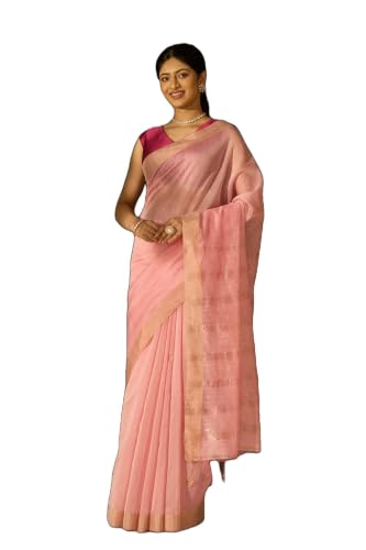 Taneira Light Pink Bengal Pure Silk Cotton Jamdani SareeWith Unstitched Blouse(SAPH01AA6860-Light Pink)