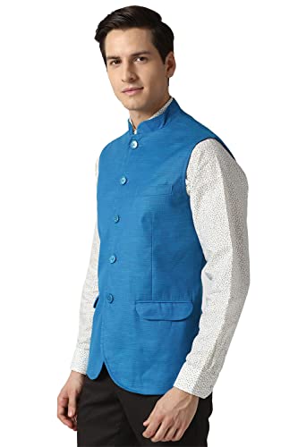 Peter England Men's Car Coat (PINJOTLF947454_Medium Blue_S)