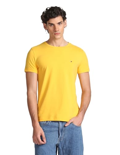 Tommy Hilfiger Men's Short Sleeve Slim Fit T-Shirt,Warm Yellow,S