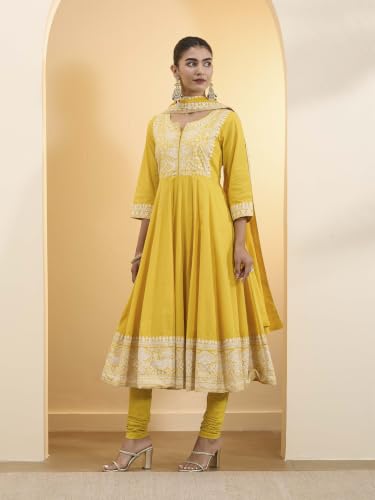 BIBA Printed Cotton Anarkali Festive Kurta Set